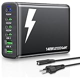 USB C Ladegerät,LAMJAD 140W GaN USB Ladegerät Mehrfach【4 USB-C   2 USB-A】,6 Ports USB C Netzteil Kompatibel mit MacBook Pro/iPhone/Samsung/Google/Xiaomi/Laptop/Tablet und Anderen USB Geräten (Schwarz)